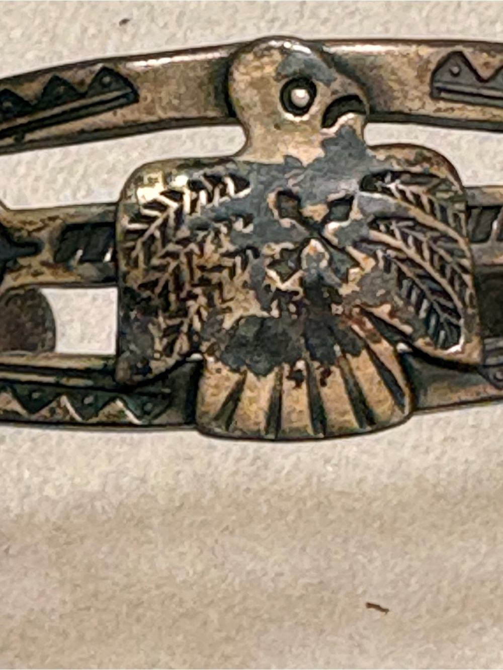 Vintage Southwestern Silver Tone Thunderbird Arrow Cuff Bracelet - Picture 2 of 15